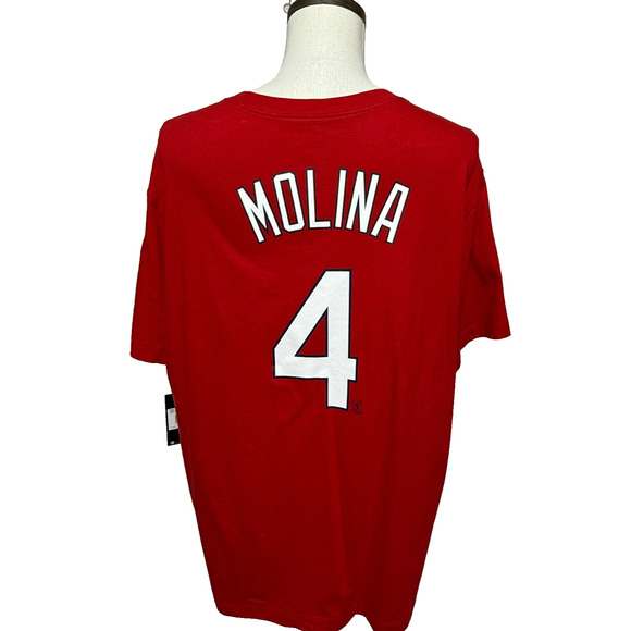 St Louis Cardinals T Shirt Mens XXL Red Yadier Molina #4 Short Sleeve Nike NWT - Picture 1 of 9